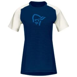 Maillot VTT Norrona Fjørå Wool T-Shirt W's Indigo Night Snowdrop