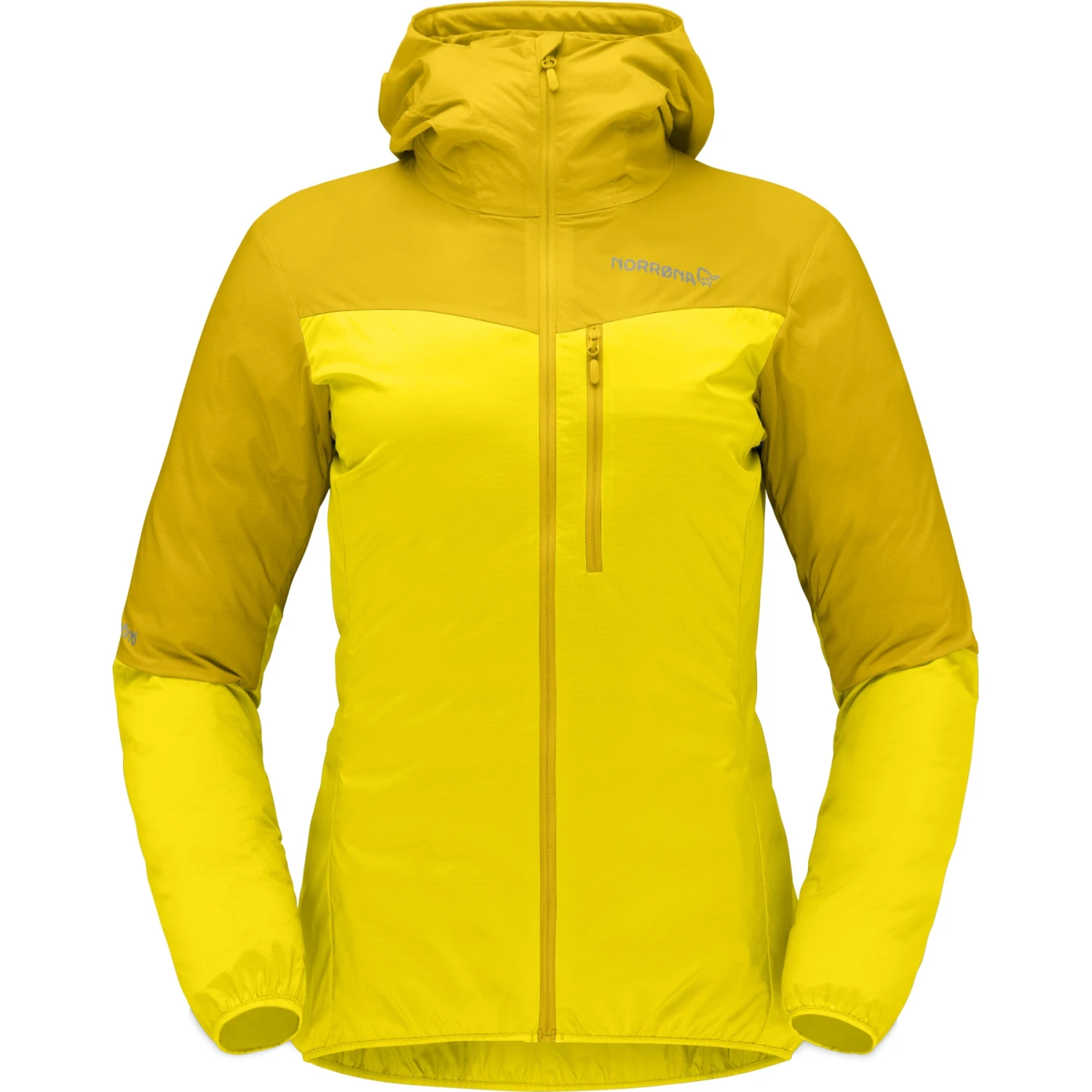 Norrona Veste Femme - Falketind Aero60 Hood - Sulphur/Blazing Yellow 2 Norrona Veste Femme - Falketind Aero60 Hood - Sulphur/Blazing Yellow – Image 2