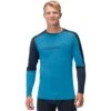 Norrona T-Shirt Manches Longues Homme - Falketind Equaliser Merino Round Neck - Hawaiian Surf/Indigo Night