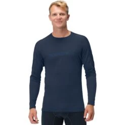 Norrona T-Shirt Manches Longues Homme - Falketind Equaliser Merino Round Neck - Indigo Night