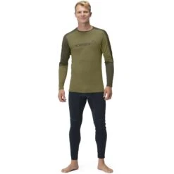 Norrona T-Shirt Manches Longues Homme - Falketind Equaliser Merino Round Neck - Olive Drab/Olive Night -Norrona norrona falketind equaliser merino round neck men olive drab olive night model 1 1399447
