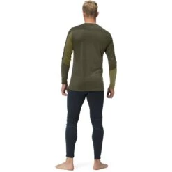 Norrona T-Shirt Manches Longues Homme - Falketind Equaliser Merino Round Neck - Olive Drab/Olive Night -Norrona norrona falketind equaliser merino round neck men olive drab olive night model 2 1399448