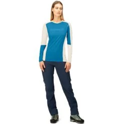 Norrona T-Shirt Manches Longues Femme - Falketind Equaliser Merino Round Neck - Hawaiian Surf/Snowdrop -Norrona norrona falketind equaliser merino round neck shirt women hawaiian surf snowdrop 4 1517606