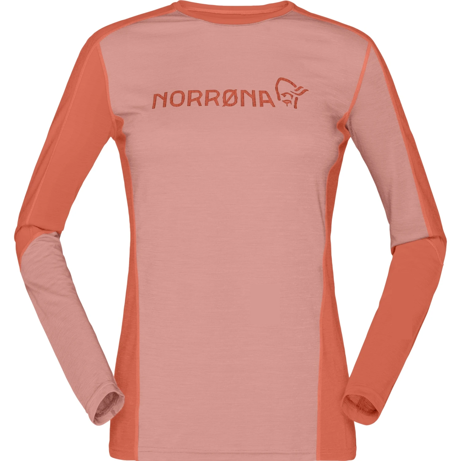 Norrona T-Shirt Manches Longues Femme - Falketind Equaliser Merino Round Neck - Peach Amber/Orange Alert 2 Norrona T-Shirt Manches Longues Femme - Falketind Equaliser Merino Round Neck - Peach Amber/Orange Alert – Image 2