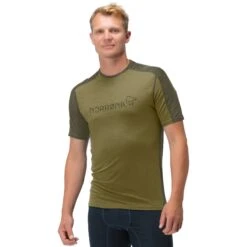 Norrona T-Shirt Homme - Falketind Equaliser Merino - Olive Drab/Olive Night