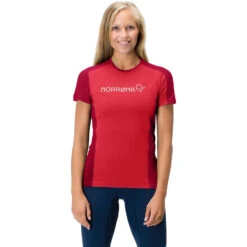 Norrona T-Shirt Femme - Falketind Equaliser Merino - True Red/Jester Red