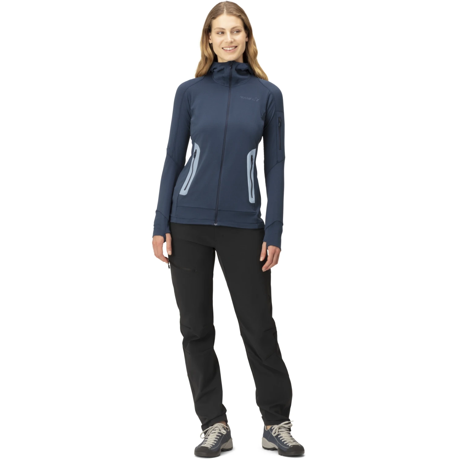 Norrona Veste Femme - Falketind Power Grid Hood - Indigo Night 4 Norrona Veste Femme - Falketind Power Grid Hood - Indigo Night – Image 4