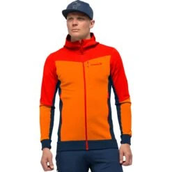Norrona Veste Homme - Falketind Warmwool2 Stretch Zip Hood - Arednalin/Orange Popsicle