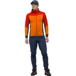 Norrona Veste Homme - Falketind Warmwool2 Stretch Zip Hood - Arednalin/Orange Popsicle -Norrona norrona falketind warmwool2 stretch zip hood jacket men arednalin orange popsicle 2 1560996