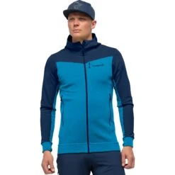 Norrona Veste Homme - Falketind Warmwool2 Stretch Zip Hood - Hawaiian Surf/Indigo Night