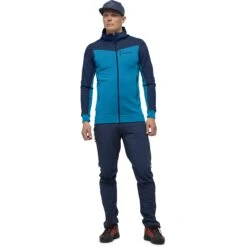 Norrona Veste Homme - Falketind Warmwool2 Stretch Zip Hood - Hawaiian Surf/Indigo Night -Norrona norrona falketind warmwool2 stretch zip hood jacket men hawaiian surf indigo night 2 1461844