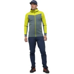 Norrona Veste Homme - Falketind Warmwool2 Stretch Zip Hood - Sulphur Spring/North Atlantic -Norrona norrona falketind warmwool2 stretch zip hood jacket men sulphur spring north atlantic 2 1561000