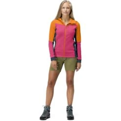 Norrona Veste Femme - Falketind Warmwool2 Stretch Zip Hood - Orange Popsicle/Honeysuckle -Norrona norrona falketind warmwool2 stretch zip hood jacket women orange popsicle honeysuckle 3 1025681
