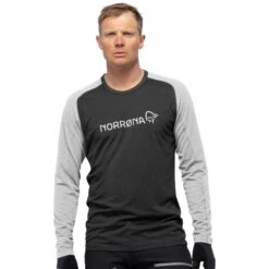 Norrona T-Shirt Manches Longues Homme - Fjørå Equaliser Lightweight - Caviar/Castor Grey