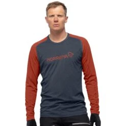 Norrona T-Shirt Manches Longues Homme - Fjørå Equaliser Lightweight - Rooibos Tea/Indigo Night