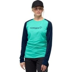 Norrona T-Shirt Manches Longues Femme - Fjørå Equaliser Lightweight - Arcadia/Indigo Night