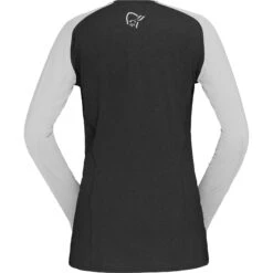 Norrona T-Shirt Manches Longues Femme - Fjørå Equaliser Lightweight - Caviar/Castor Grey -Norrona norrona fjora equaliser lightweight long sleeve shirt women caviar castor grey 2 1254193