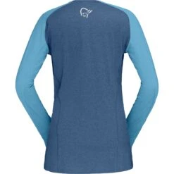 Norrona T-Shirt Manches Longues Femme - Fjørå Equaliser Lightweight - Mykonos Blue/Aquarius -Norrona norrona fjora equaliser lightweight long sleeve shirt women mykonos blue aquarius 2 1254212