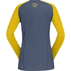 Norrona T-Shirt Manches Longues Femme - Fjørå Equaliser Lightweight - Sulphur/Vintage Indigo -Norrona norrona fjora equaliser lightweight long sleeve shirt women sulphur vintage indigo 2 1342065