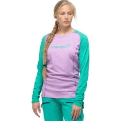 Norrona T-Shirt Manches Longues Femme - Fjørå Equaliser Lightweight - Violet Tuille/Arcadia