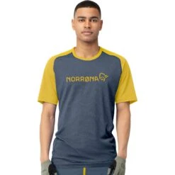 Norrona T-Shirt Homme - Fjørå Equaliser Lightweight - Sulphur/Vintage Indigo