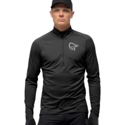 Norrona T-Shirt Manches Longues Homme - Fjørå Equaliser Zip Top - Caviar