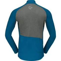Norrona T-Shirt Manches Longues Homme - Fjørå Equaliser Zip Top - Mykonos Blue/Castor Grey -Norrona norrona fjora equaliser long sleeve zip top men mykonos blue castor grey 2 1342509