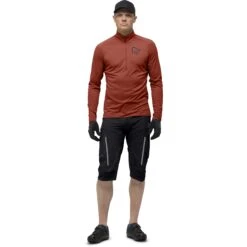 Norrona T-Shirt Manches Longues Homme - Fjørå Equaliser Zip Top - Rooibos Tea/Indigo Night -Norrona norrona fjora equaliser long sleeve zip top men rooibos tea indigo night 3 1255395