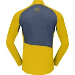 Norrona T-Shirt Manches Longues Homme - Fjørå Equaliser Zip Top - Sulphur/Vintage Indigo -Norrona norrona fjora equaliser long sleeve zip top men sulphur vintage indigo 2 1342511