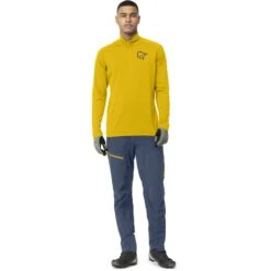 Norrona T-Shirt Manches Longues Homme - Fjørå Equaliser Zip Top - Sulphur/Vintage Indigo -Norrona norrona fjora equaliser long sleeve zip top men sulphur vintage indigo 2 1463007