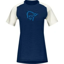 Norrona T-Shirt Femme - Fjørå Wool - Indigo Night/Snowdrop