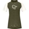 Norrona T-Shirt Femme - Fjørå Wool - Olive Night/Snowdrop