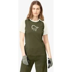 Norrona T-Shirt Femme - Fjørå Wool - Olive Night/Snowdrop -Norrona norrona fjora wool t shirt women olive night snowdrop 3 1127022 1