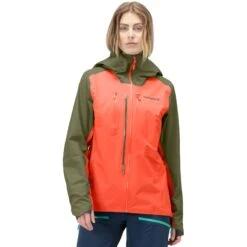Norrona Veste Femme - Lyngen Gore-Tex - Olive Night/Orange Alert