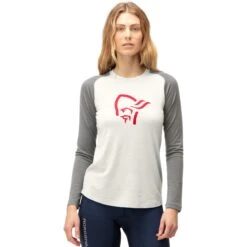 Norrona Maillot De Corps Manches Longues Femme - PureUll - Snowdrop/Castor Grey