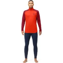Norrona Maillot De Corps Manches Longues Homme - PureUll Zip Neck - Arednalin/Rhubarb -Norrona norrona pureull zip neck baselayer men arednalin rhubarb 4 1518596
