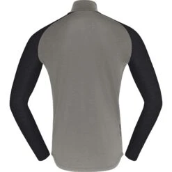 Norrona Maillot De Corps Manches Longues Homme - PureUll Zip Neck - Castor Grey/Caviar Melange -Norrona norrona pureull zip neck baselayer men castor grey caviar melange 2 1257921