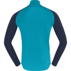 Norrona Maillot De Corps Manches Longues Homme - PureUll Zip Neck - Hawaiian Surf/Indigo Night -Norrona norrona pureull zip neck baselayer men hawaiian surf indigo night 2 1257925
