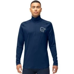 Norrona Maillot De Corps Manches Longues Homme - PureUll Zip Neck - Indigo Night