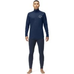 Norrona Maillot De Corps Manches Longues Homme - PureUll Zip Neck - Indigo Night -Norrona norrona pureull zip neck baselayer men indigo night 3 1257934