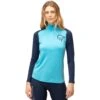 Norrona Maillot De Corps Manches Longues Femme - PureUll Zip Neck - Aquarius/Indigo Night