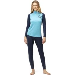 Norrona Maillot De Corps Manches Longues Femme - PureUll Zip Neck - Aquarius/Indigo Night -Norrona norrona pureull zip neck baselayer women aquarius indigo night 3 1257964