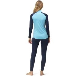 Norrona Maillot De Corps Manches Longues Femme - PureUll Zip Neck - Aquarius/Indigo Night -Norrona norrona pureull zip neck baselayer women aquarius indigo night 4 1257965