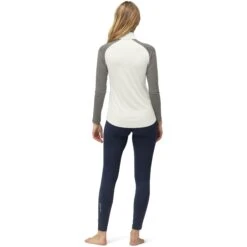 Norrona Maillot De Corps Manches Longues Femme - PureUll Zip Neck - Snowdrop/Castor Grey -Norrona norrona pureull zip neck baselayer women snowdrop castor grey 4 1257979