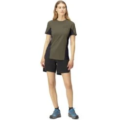 Norrona T-Shirt Femme - Senja Equaliser Lightweight - Olive Night -Norrona norrona senja equaliser lightweight t shirt women olive night model 1 1399843