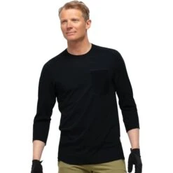 Norrona T-Shirt Manches 3/4 Homme - Skibotn Wool - Caviar