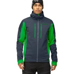 Norrona Veste Homme - Trollveggen Powerstretch Pro Zip Hood - Cool Black/Classic Green